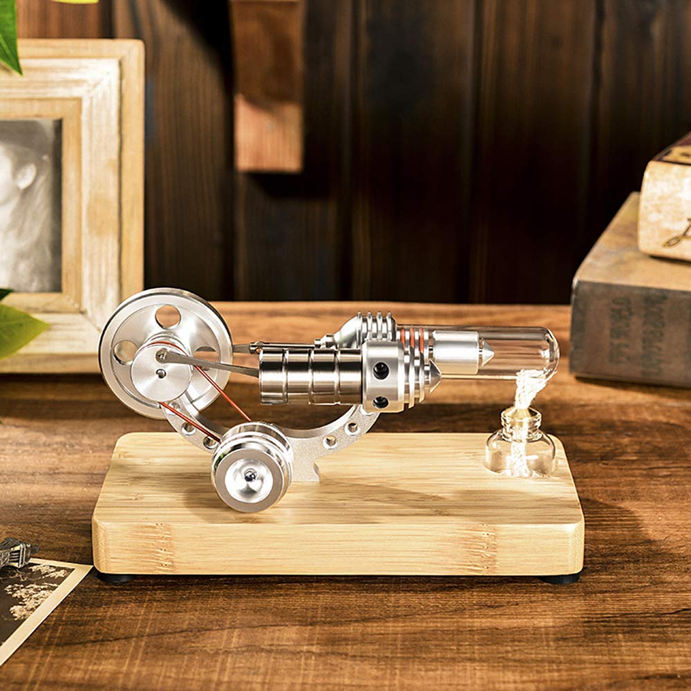 Sunnytech Hot Air Stirling Engine Colourful LED Single Flywheel Education Toy Electricity Power Generator M14-03-S