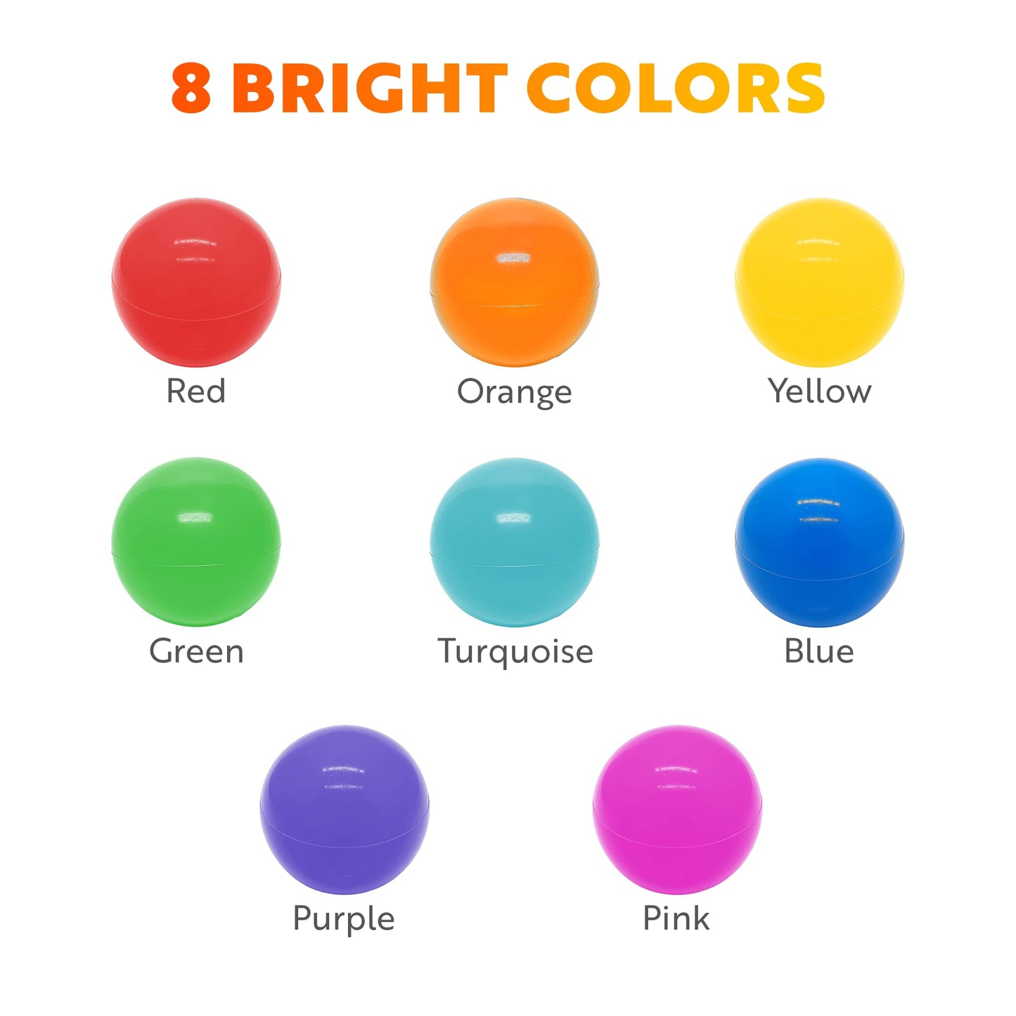 Playz Crush Proof Ball Pit Balls 50 Count, 2'1" Plastic Balls for Ball Pit