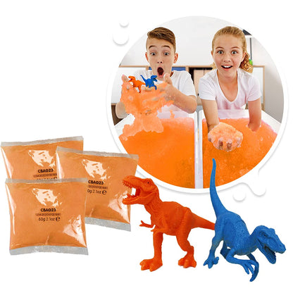 Zimpli Kids Dino Volcanic Pack 3 x Orange Gelli Play & 2 x Dinosaur Figure Set, Children's Gift, Educational Sensory Toy