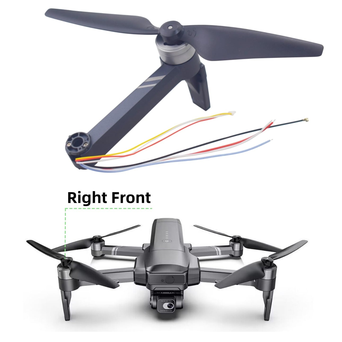 Fytoo Drone Replacement Arm for HS600 V11 TF35 PRO Drone Fuselage Frame Assembly Motor Arm Repair Parts (Right Front)