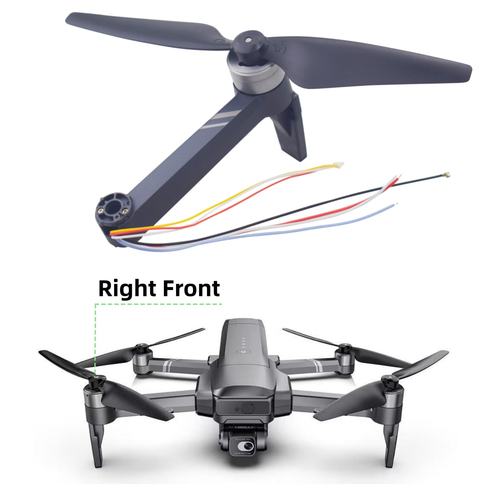Fytoo Drone Replacement Arm for HS600 V11 TF35 PRO Drone Fuselage Frame Assembly Motor Arm Repair Parts (Right Front)