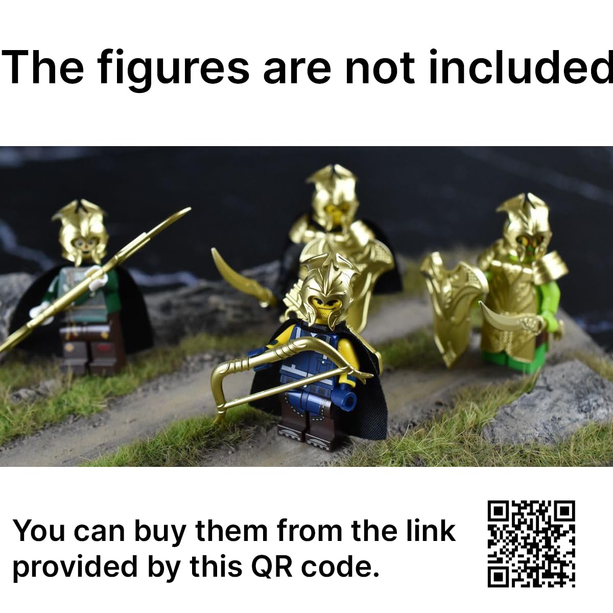 MAGMA BRICK Elf Metalic Gold and Rose Gold of Lances, Bows, Sword, Helm and Armour for Major Brand Building Block Minifigure 72 PCS
