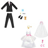 Barbie and Ken Bride and Groom Set of 2 Fashion Packs with Wedding Dress and Tuxedo Doll Outfits Bundle