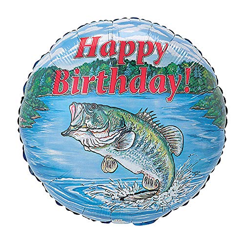 18" Bass Fish Happy Birthday Fishing Party Balloon Mylar Dad Fisherman