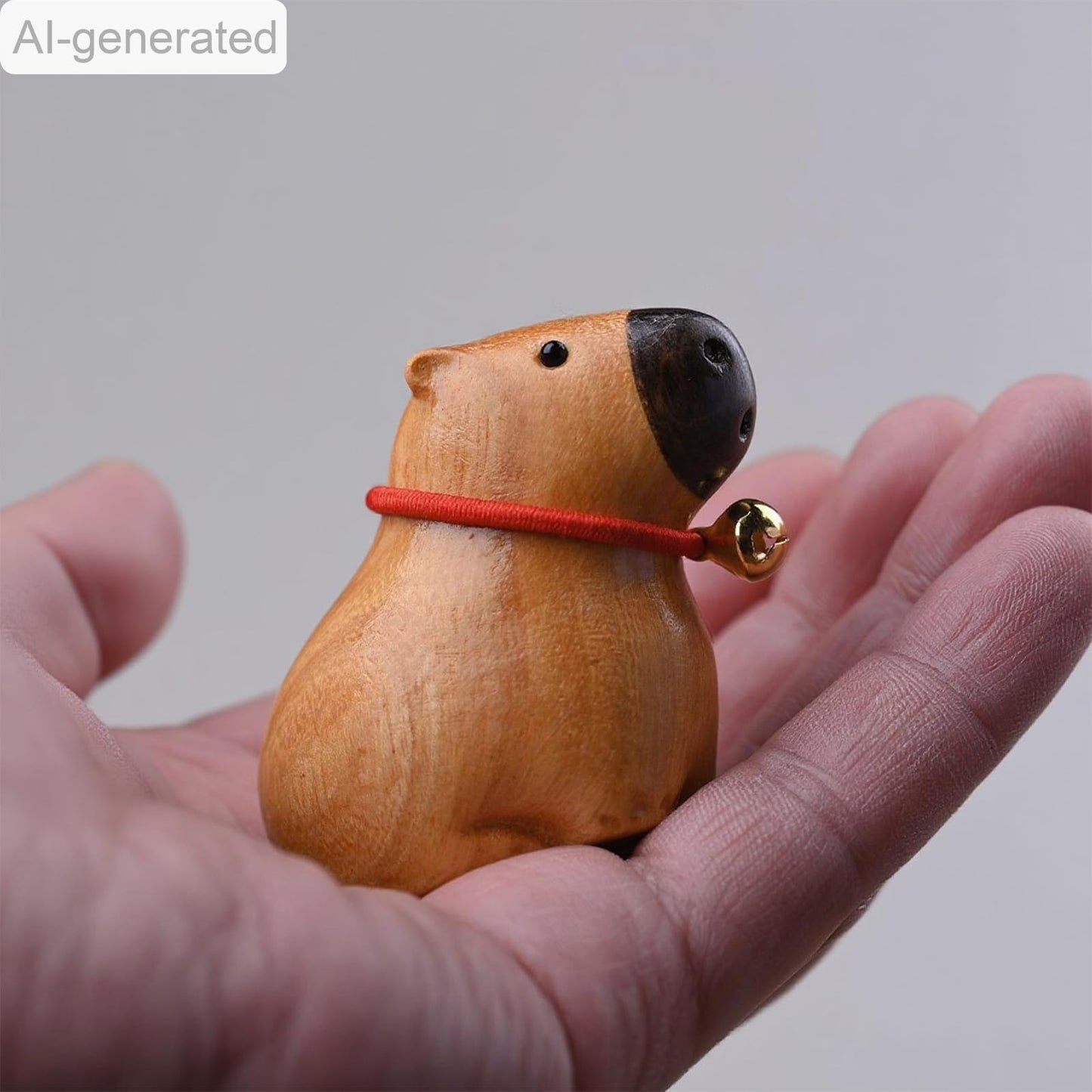 Eagyrosi Capybara Wooden Figurine - Handmade Art, Solid Wood Present with Crisp Lines, 4.2x3.6x5.4cm
