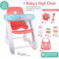 JC Toys - Doll High Chair | Fits Dolls up to 17" | Easy to Clean | Simple Assembly | 7 Piece Play Set| Ages 2+, Pink/Blue