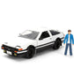 Jada Initial D 1986 Toyota Trueno - Includes Takumi Fujiwara Metal Figure - Hollywood Rides Die-cast Car with Opening Doors, 1:24 Scale, Ages 8+