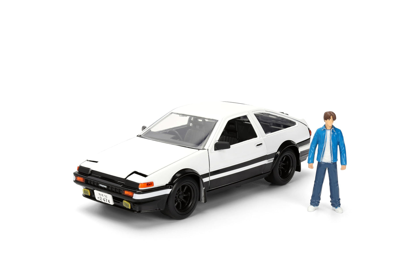 Jada Initial D 1986 Toyota Trueno - Includes Takumi Fujiwara Metal Figure - Hollywood Rides Die-cast Car with Opening Doors, 1:24 Scale, Ages 8+
