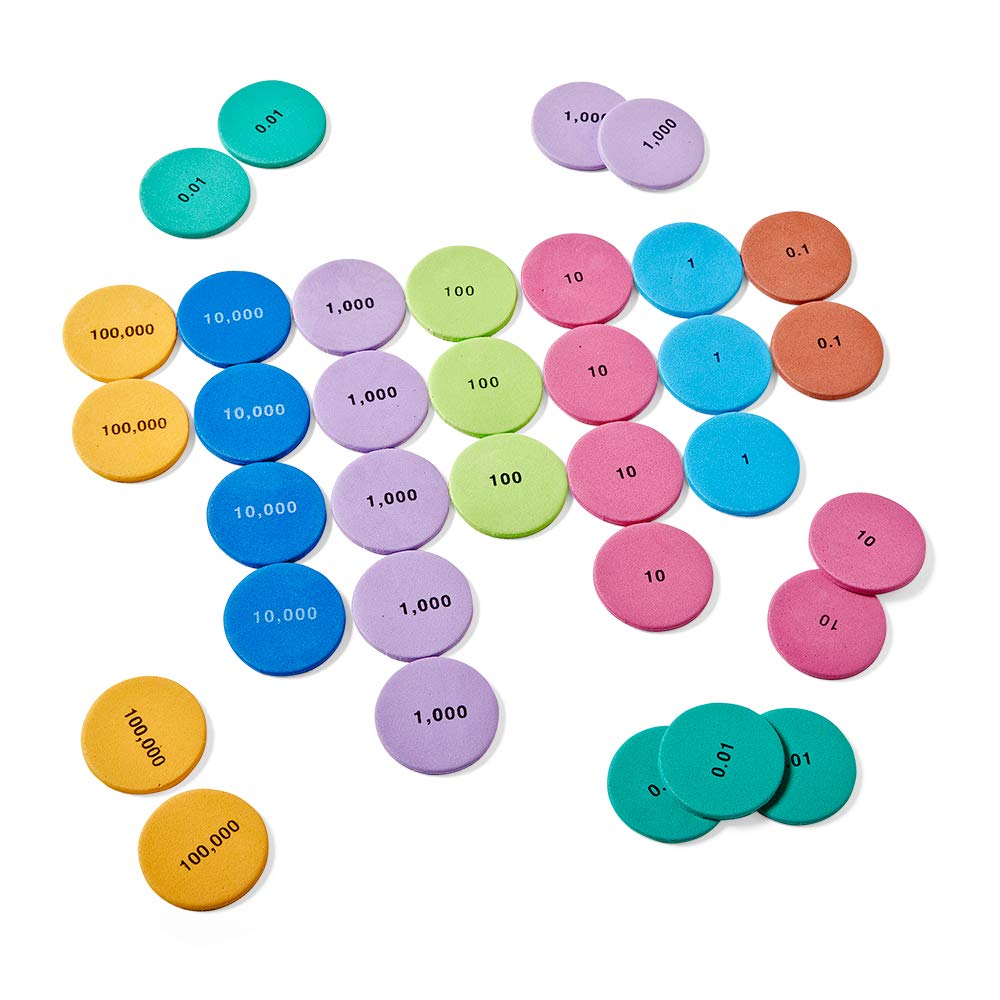 hand2mind Soft Foam Place Value Disks 8 Values, Counting Chips for Kids, Math Counters Kindergarten, Math Teacher Supplies, Base 10 Math Manipulatives