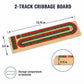 Wooden 2 Track Cribbage Board with 6 Matching Plastic Pegs, Classic Cribbage Game Board with Screen Printed Red and Green Tracks, Backside Peg