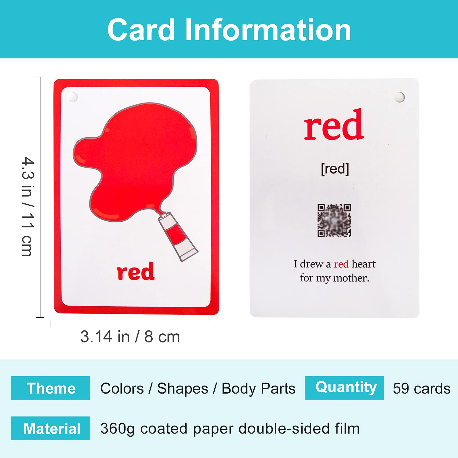 Lilias Colors/Shapes/Body Parts Flash Cards - English Words Learning Pocket Cards for Toddlers, Kindergarten Preschool, 3 Themes Set