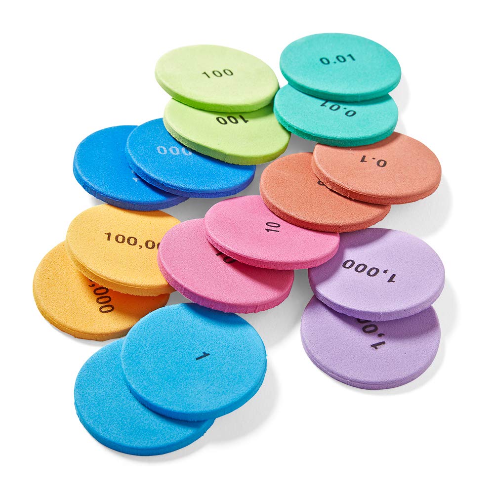hand2mind Soft Foam Place Value Disks 8 Values, Counting Chips for Kids, Math Counters Kindergarten, Math Teacher Supplies, Base 10 Math Manipulatives