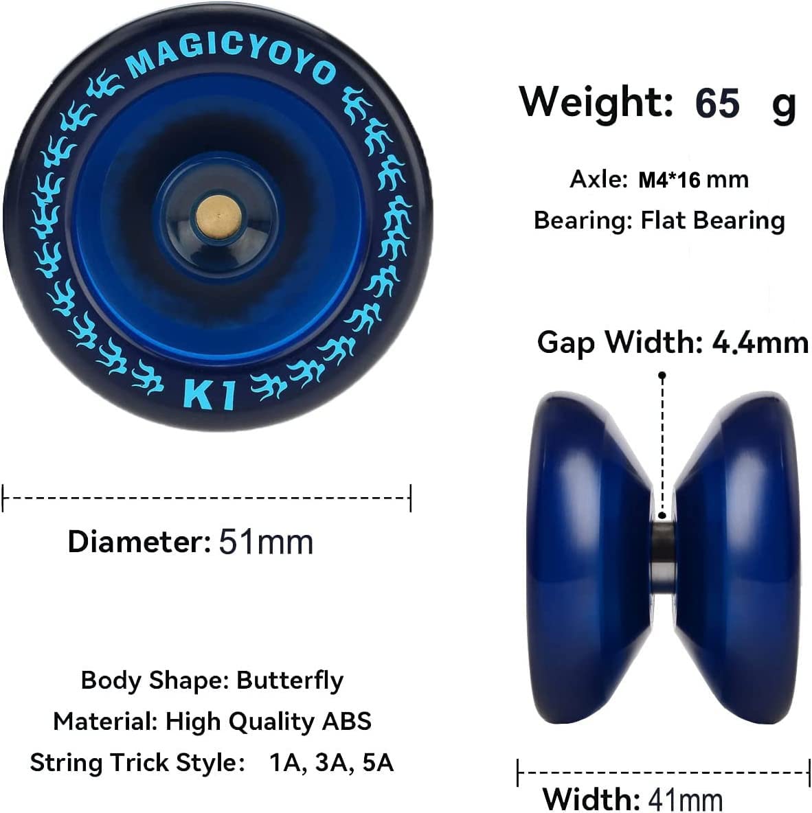MAGICYOYO K1 Yoyo Pro Responsive Yo-yo for Kids Teens Adults, Navy Blue