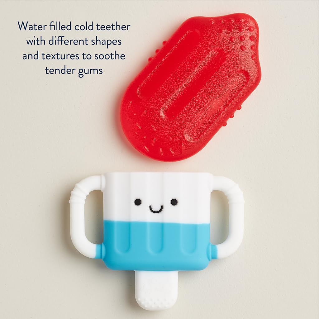 Itzy Ritzy Cold Teether - Itzy Cool Teether with Handles & Removable, Textured Teething Toy (Hero Pop)