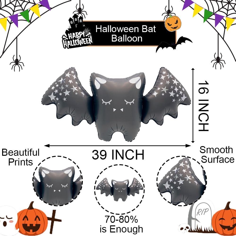 Black Bat Balloons Man Halloween Balloons for Halloween Theme Party Supplies Spooky Party Decor Birthday Party Decorations Supplies Balloon Sets-3 Pcs