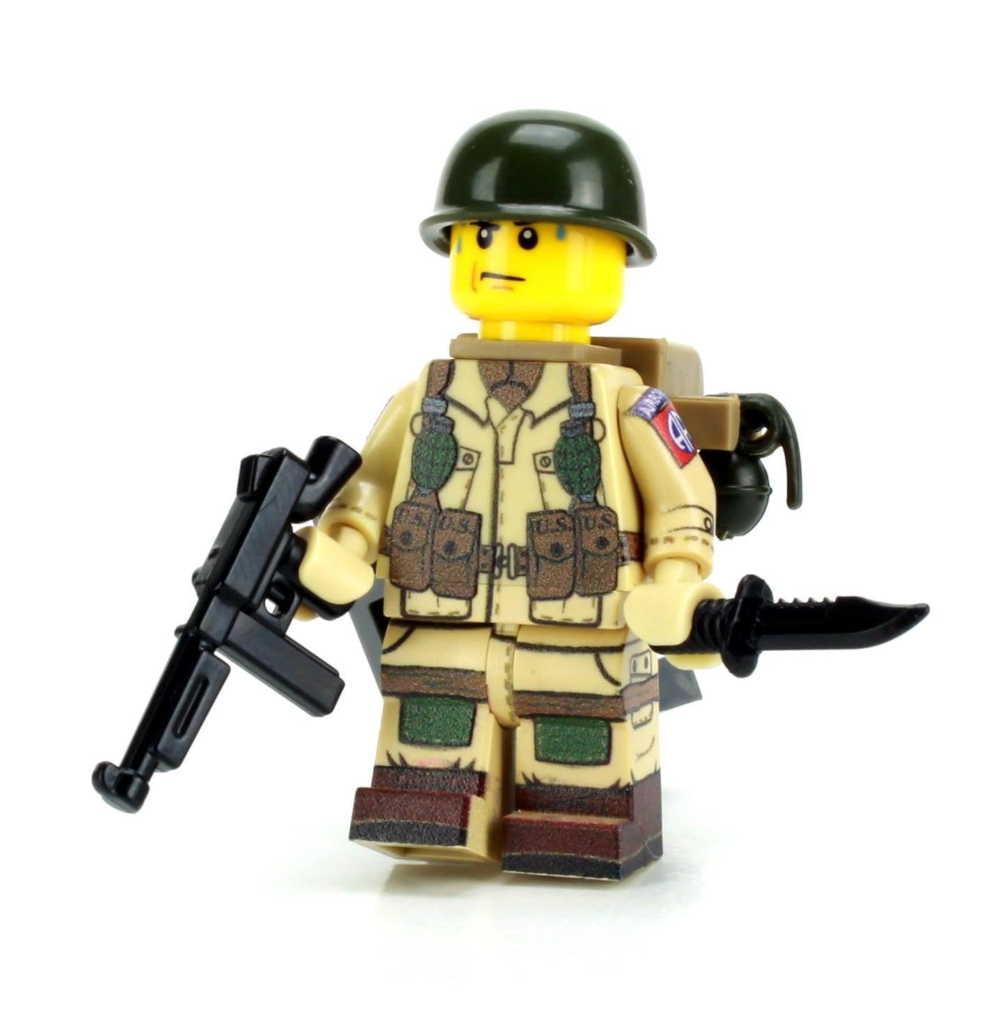 Battle Brick 1.6 Inches Tall Collectible US Army WW2 82nd Airborne Paratrooper Minifigure | Genuine Military Minifig | Packaged in the USA | Great