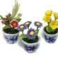 3pc Miniature Flower Clay Dollhouse Fairy Garden Mini Plant Trees Ceramic Furniture Bundles Artificial Flowers Tiny Orchid #083