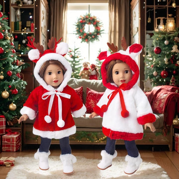 1pcs 18 Inch American Doll Clothes Christmas Outfit and Accessory Playset - for 18 Inch Dolls (Doll Not Included) (Red)