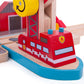 Bigjigs Rail Fire & Sea Rescue | Wooden Train Set Accessories | Emergency Services Toys | Expansion Pack for Wood Railway Track | Includes Crane