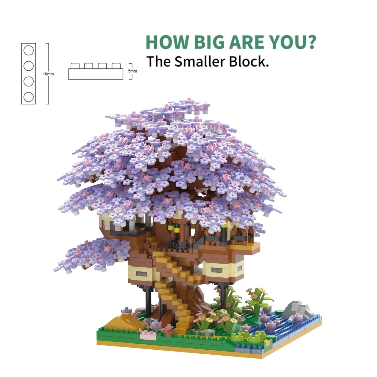 Kadablk Japanese Cherry Blossom Bonsai Tree,Sakura Tree House Model Micro Blocks Set, 2229 PCS Mini Bricks, Gift for Adults and Teens