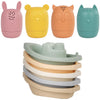 Baby Bath Toys Stackable Boats with Soft Silicone Squirt Water Animal Toys, 9 Pcs Floating Stacking Boat Bathtub Shower Pool Beach Toys for Toddler