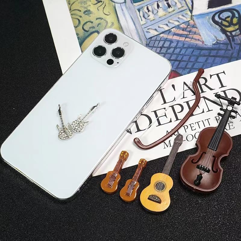 Miniature Violin, Tiny Violin Mini Musical Instrument, Miniature Model Dollhouse, Furniture Crafts Ornament for Dollhouse Fairy Garden Decoration