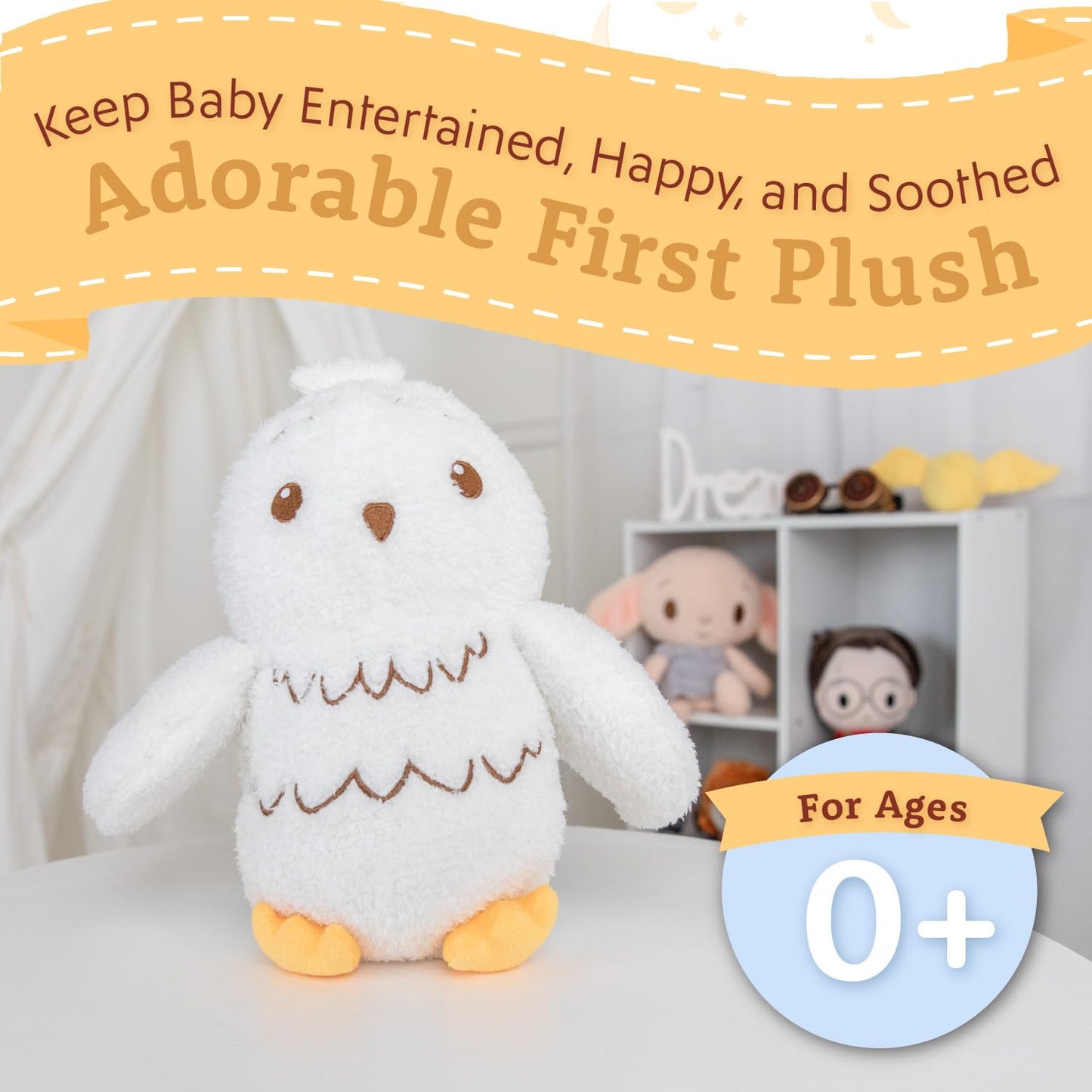 Kids Preferred Harry Potter Cuteeze Hedwig Owl Stuffed Animal Plush Toys Soft Cuddle Plushie Gifts for Baby and Toddler Boys and Girls - 12 Inches