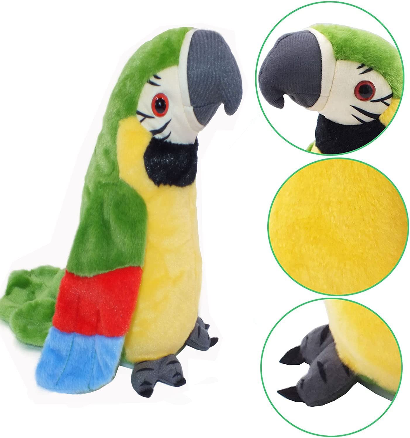 xiulifeifei Talking Parrot Repeats Talking Parrot What You Say with Cute Voice - Electronic Pet Talking Plush Parrot for Child Kids Gift Party Plush