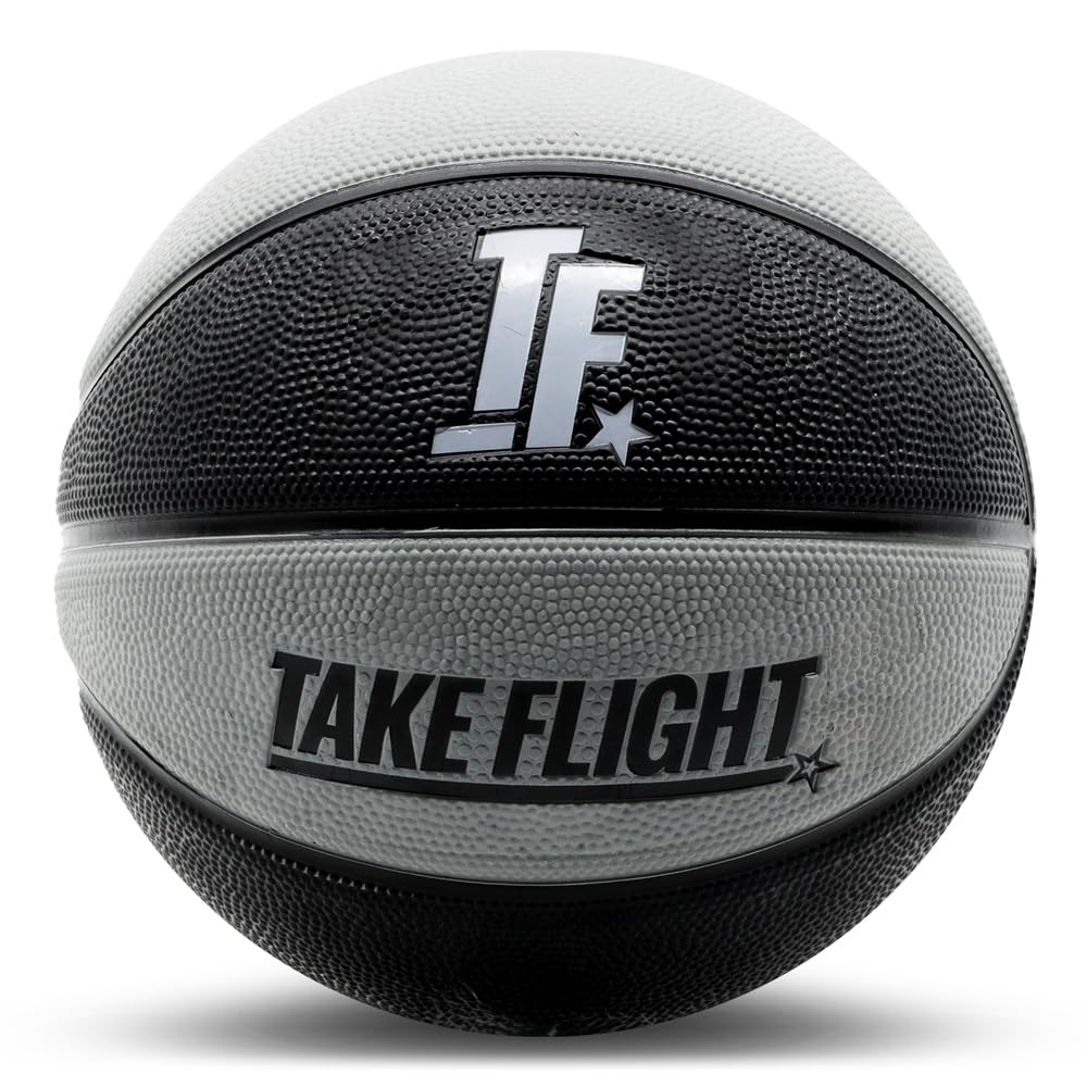 A Plus Collectibles TAKE Flight Basketball, Advanced Grip HIGH Performance, Official Basketball (Black/Grey, Junior (Size 3))