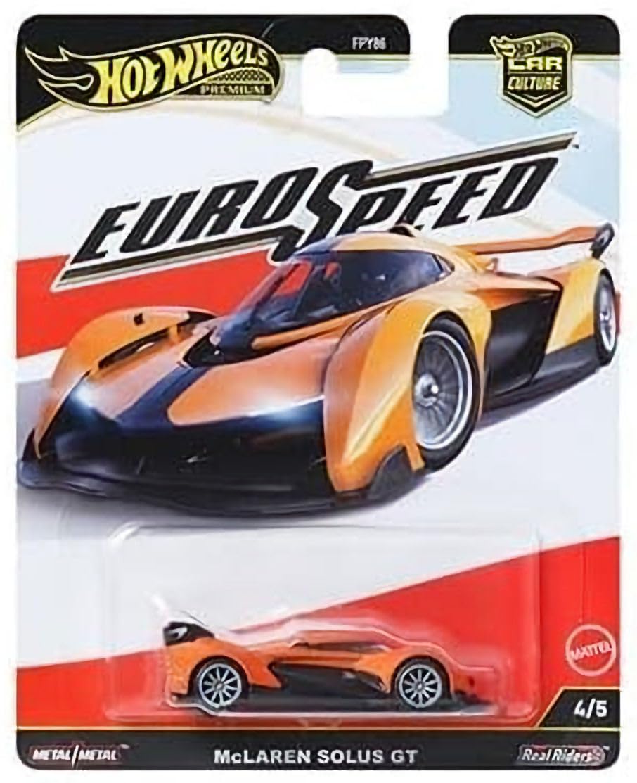 Hot Wheels Euro Speed Premium Collection, Die-Cast Cars Set, Bugatti Bolide, Aston Martin, Ferrari, McLaren, 5-Pack Luxury Sports Cars FPY86-961L