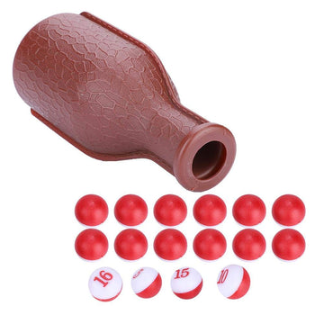 Huairdum Billiard Dice Bottle with 16 Numbered Tally Balls, Brown Rubber Sphere Dice for Pea Pool