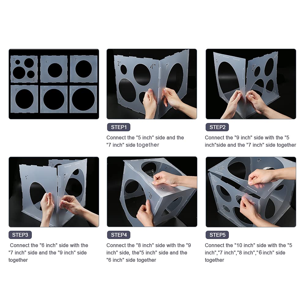 Auihiay 2-10 Inch Collapsible Plastic Balloon Sizer Box Cube, Balloon Sizer