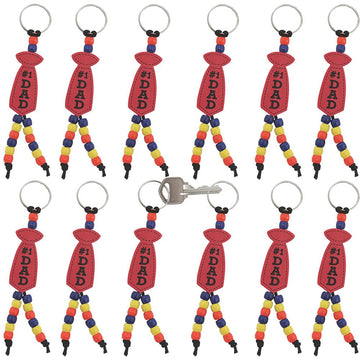 Fun Express Dad Keychain Making Kit for Kids - Beaded Keychain Craft Kit with Pony Beads Bulk, Charms & Beading Supplies | Father's Day Crafts