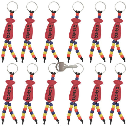 Fun Express Dad Keychain Making Kit for Kids - Beaded Keychain Craft Kit with Pony Beads Bulk, Charms & Beading Supplies | Father's Day Crafts