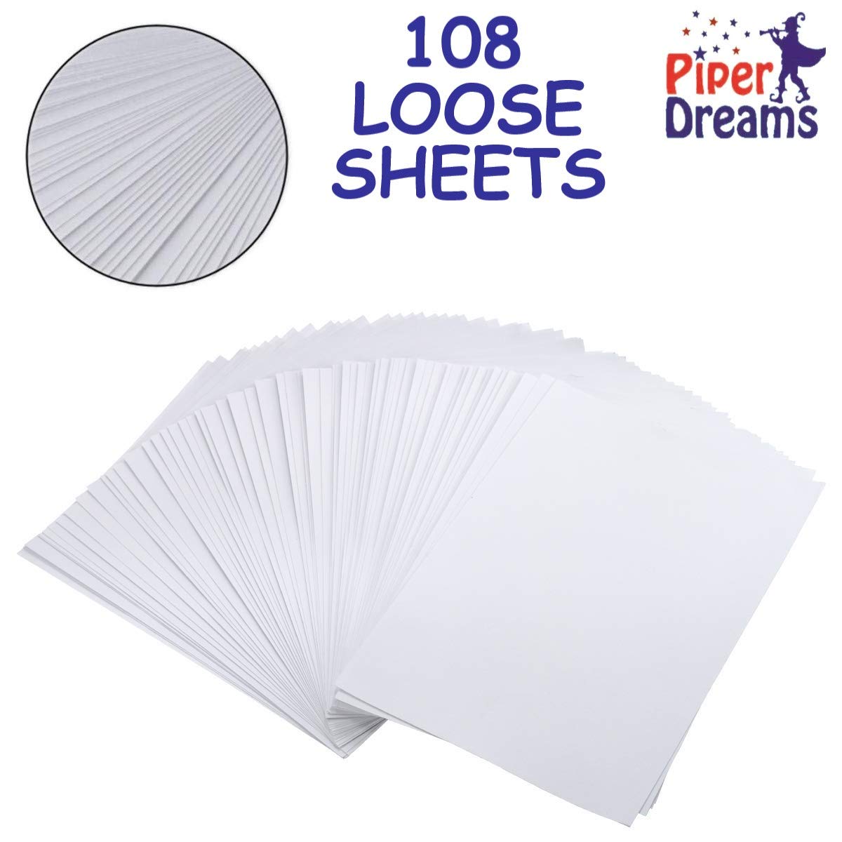 108 Jumbo Size Sheets (11" x 16") of Art Paper for Kids. Great as Watercolor Paper, Finger Painting, Drawing and Doodling - Heavy Stock, Loose White