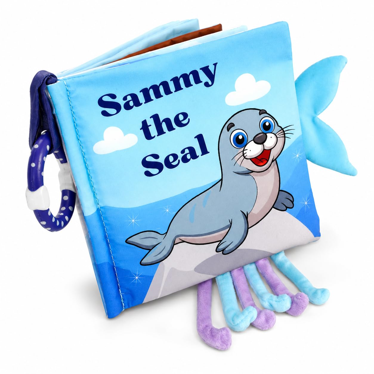 Soft Crinkle Cloth Book for Babies 0-18 Months - High Contrast Sensory Story Book with Teether, Mirror & Textures, Newborn Tummy Time Toy, Baby Shower