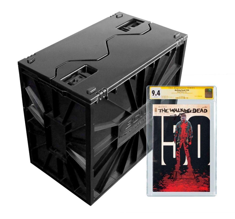 BCW Graded Comic Book Bin with Partition - Black (1 Pack) | Holds Up To 30 Graded Comics | Stackable Comic Book Box Storage for CGC, CBCS & Slabs