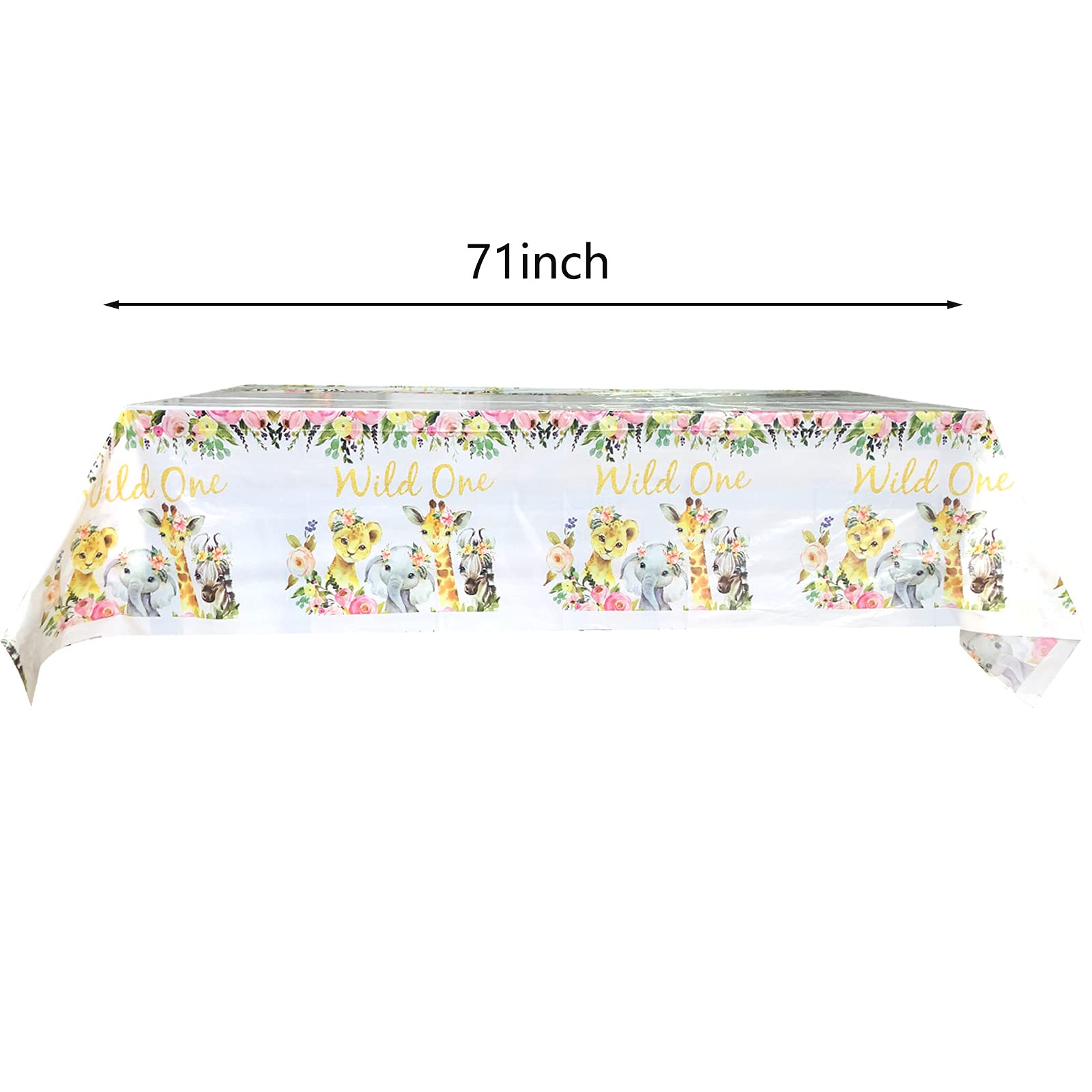 Fenghu 2 Pack Wild One Tablecloth, Wild One Birthday Party Supplies Decorations for Girl-Wild One Party Table Cover (70.8" x 42.5")
