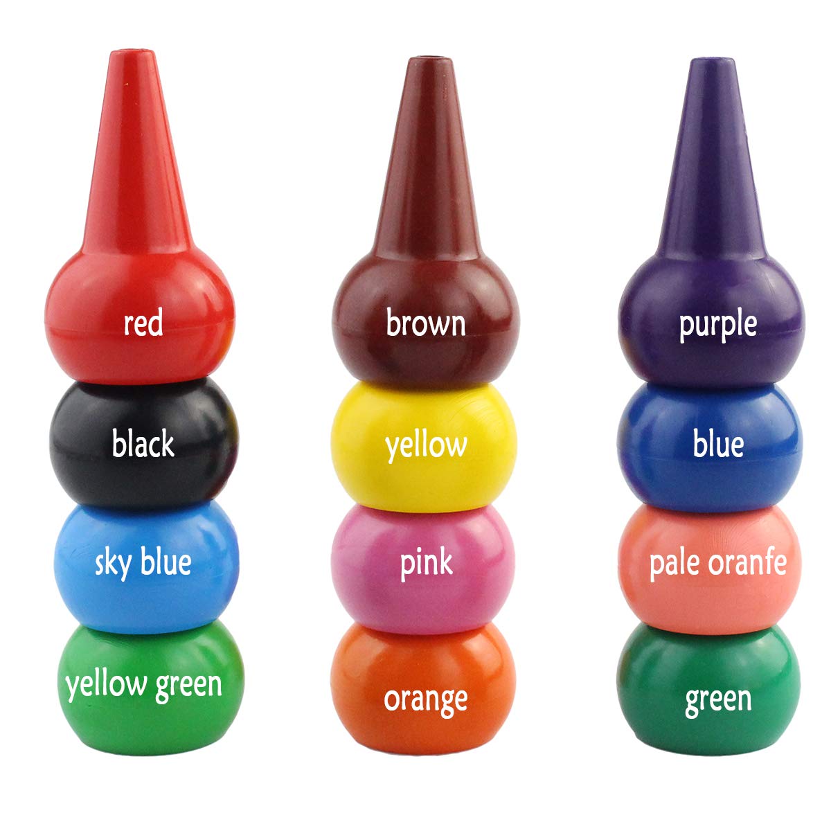 Wobe Finger Crayons for Toddlers, Palm-Grip 12 Colors Paint Crayons Sticks Stackable Toys for Kids Toddlers Child Boys and Girls Non Toxic Washable