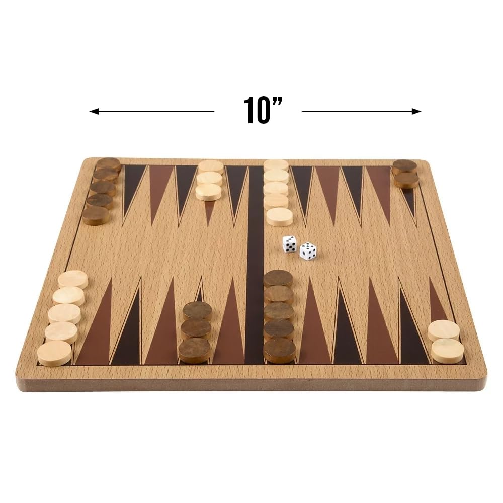 Rhode Island Novelty 10 Inch Wooden Backgammon, One per Order