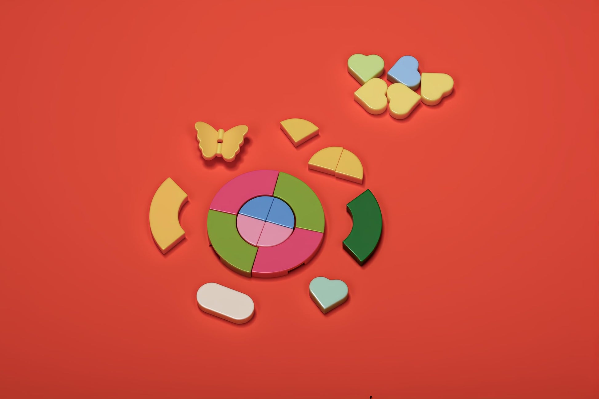 410 Piece Classic Building Tile Round Heart, Tiles Round Corner ? Butterfly, Compatible with Lego Parts.