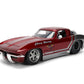 Jada Toys Bigtime Muscle 1:24 1963 Chevy Corvette Die-cast Car - Opening Doors, Hood, Trunk, Rubber Tires(Candy Red/Grey)