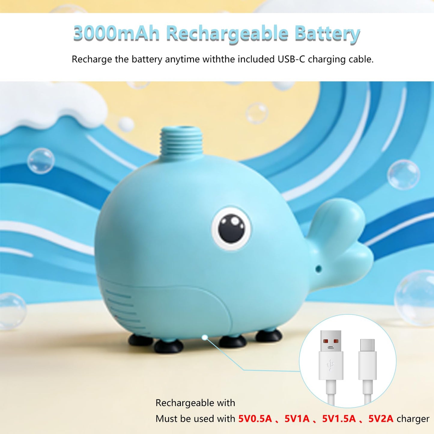 Water Table Pump(Huge Water Output), 3 Spray Modes, 4 Hours Non-Stop Fun IPX7 Waterproof, Outdoor Water Toys Outside Water Play Table Accessories
