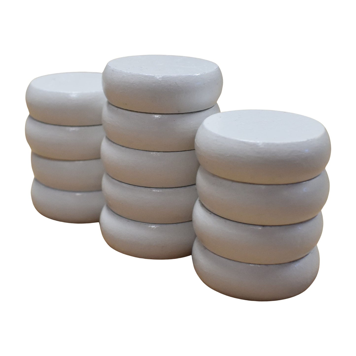 26 Crokinole Discs with a Velvet Pouch - Full Set (White and Walnut Stain, Large - 1 1/4 Inch Diameter (3.2cm))