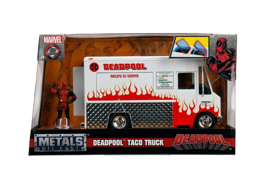 Jada Toys Marvel Deadpool & Taco Truck Die-cast Car, 1:24 Scale Vehicle, 2.75” Collectible Figurine 100% Metal
