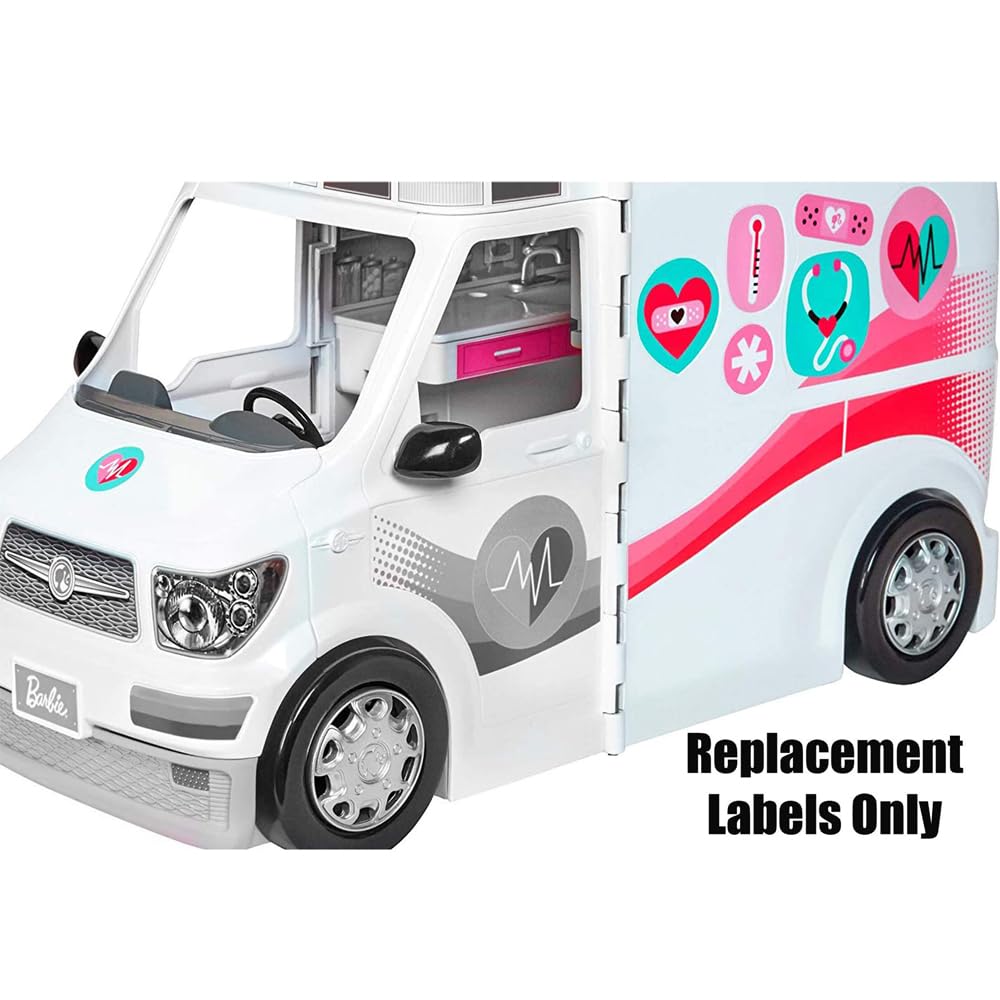 Mattel Replacement Stickers for Inspired by Barbie Care Clinic Doll Playset - FRM19 ~ Replacement Labels, Sheet E - 31-39, 48, 49 and 51, Small
