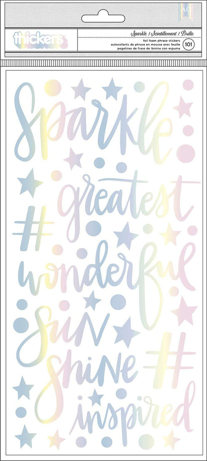 American Crafts Thickers Shimelle Sparkle City Phrases & Icons Stickers - Sparkle, 101pcs