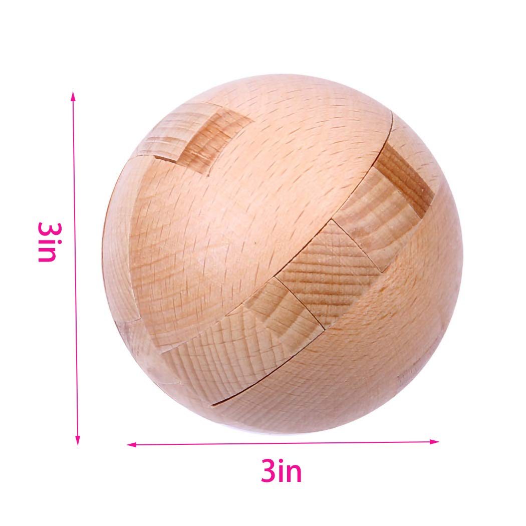 Handmade Wooden Puzzle Magic Ball Brain Teasers Toy Big Wooden Ball Lock Logic Puzzle Intelligence Game Sphere Puzzles for Adults Kids