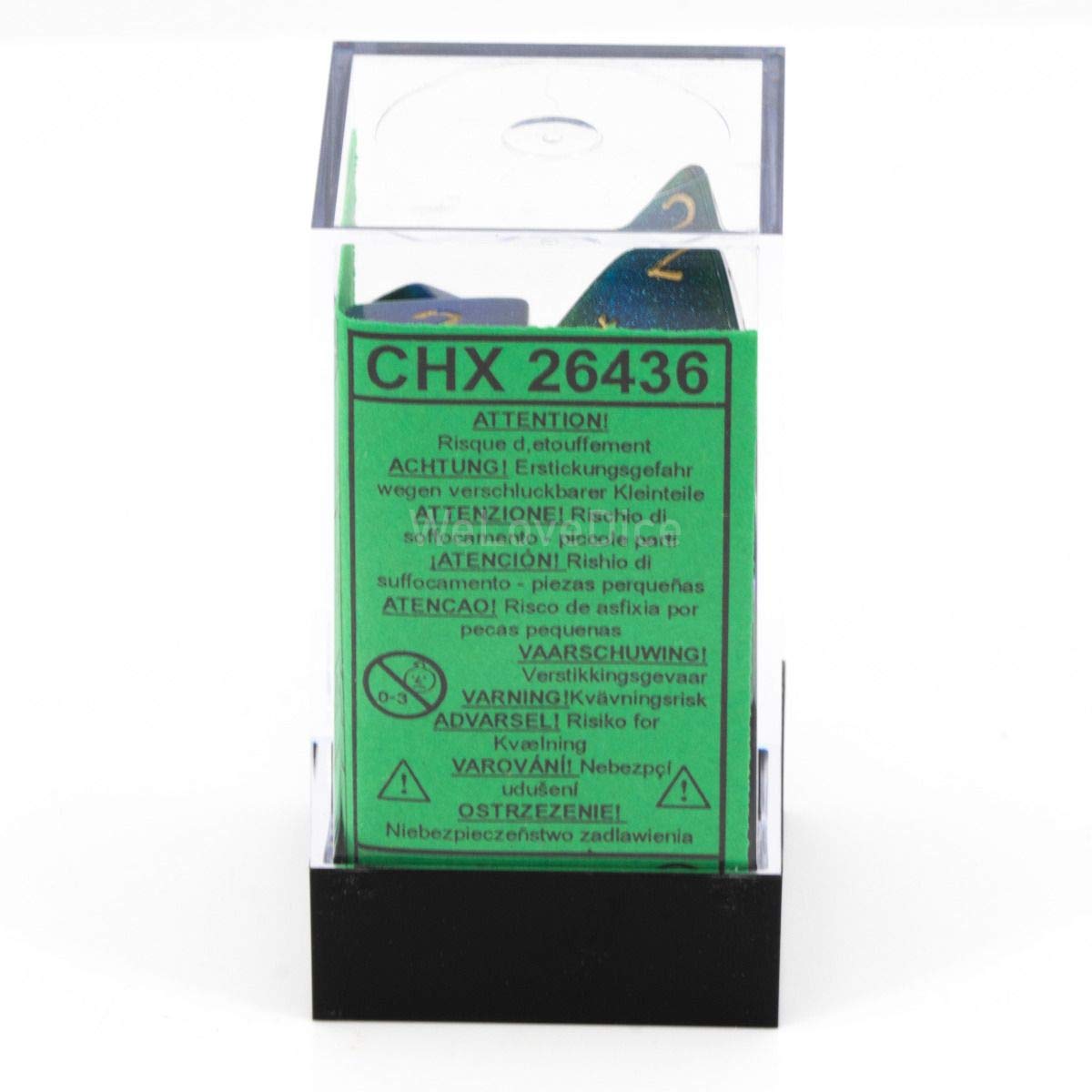 DND Dice Set-Chessex D&D Dice-16mm Gemini Blue, Green, and Gold Plastic Polyhedral Dice Set-Dungeons and Dragons Dice Includes 7 Dice - D4 D6 D8 D10