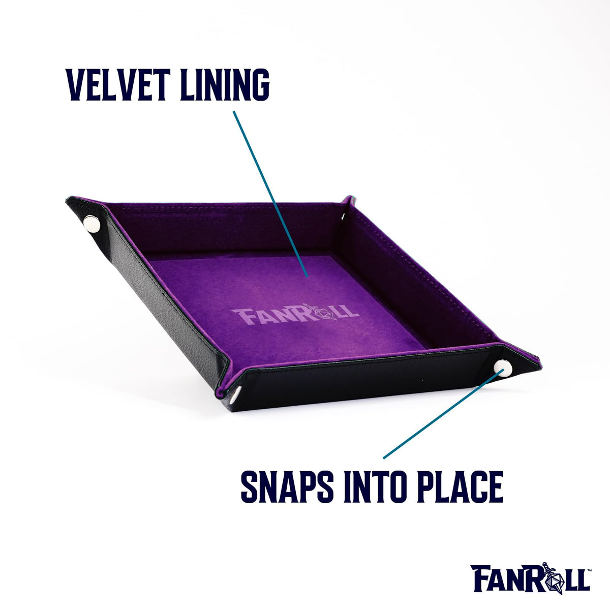 FanRoll Fold Up Velvet Dice Tray w/PU Leather Backing: Purple, Role Playing Game Dice Accessories for Dungeons and Dragons